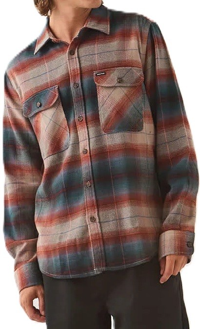 BRIXTON CAMISA MANGA LARGA BOWERY FLANNEL MULTI SHADOW MODELO FRONT