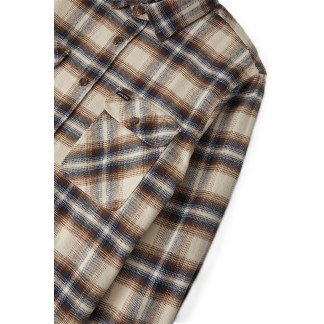 BRIXTON CAMISA MANGA LARGA BOWERY FLANNEL SOFT BROWN PLAID DETALLE
