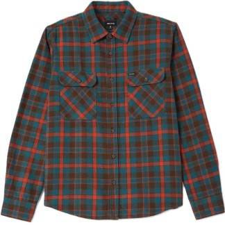 BRIXTON CAMISA MANGA LARGA BOWERY FLANNEL WALNUT BROWN ULTRA MARINE FRONT