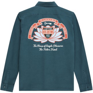 DEUS EX MACHINA CAMISA SACRED CHEST SHIRT RACING GREEN BACK