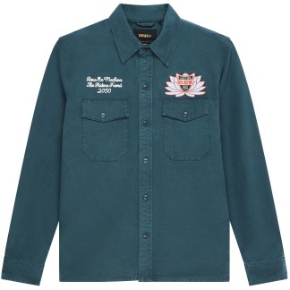 DEUS EX MACHINA CAMISA SACRED CHEST SHIRT RACING GREEN FRONT