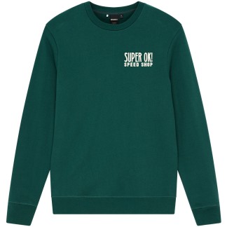 DEUS EX MACHINA SUDADERA CUELLO REDONDO CHESSBOXIN CREW RACING GREEN FRONT