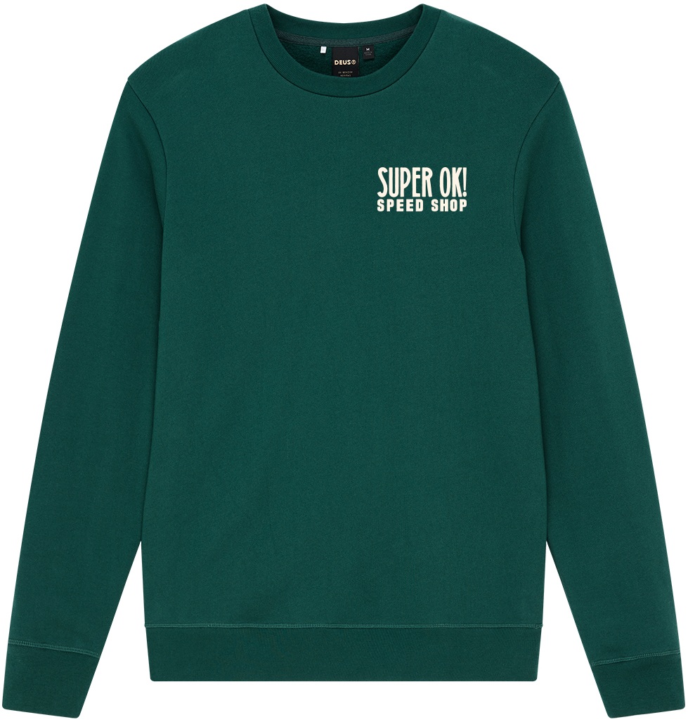 DEUS EX MACHINA SUDADERA CUELLO REDONDO CHESSBOXIN CREW RACING GREEN FRONT