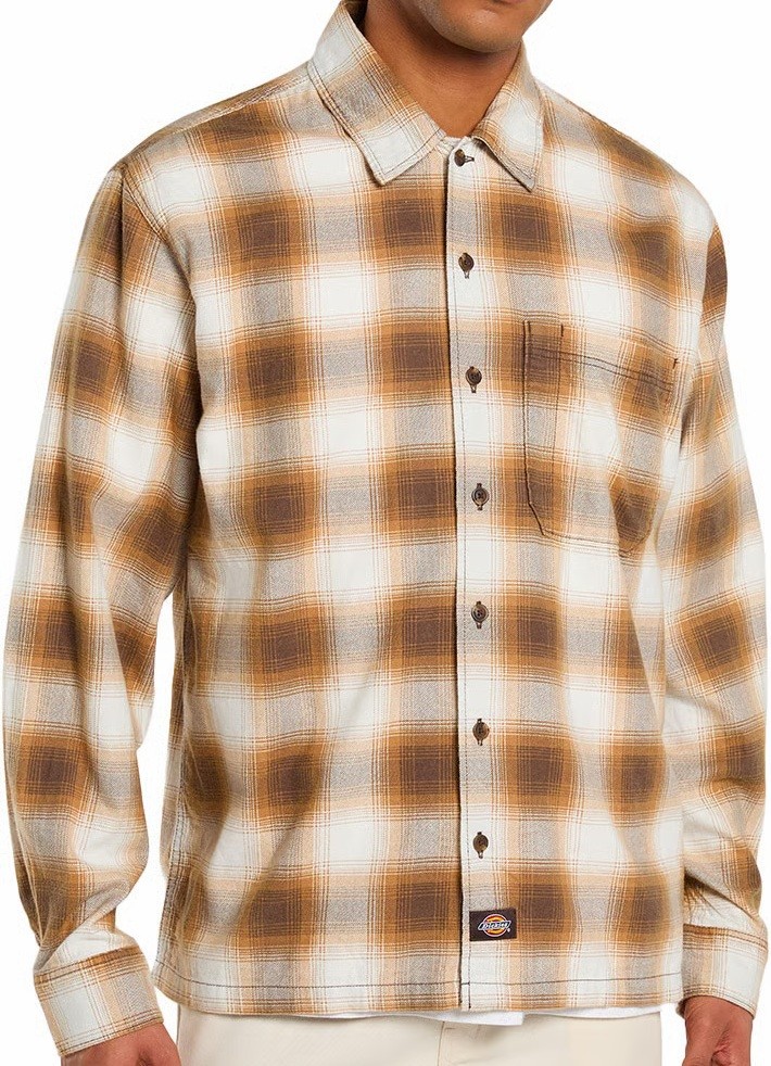 DICKIES CAMISA MANGA LARGA GULFPORT CHOCOLATE BROWN FRONT
