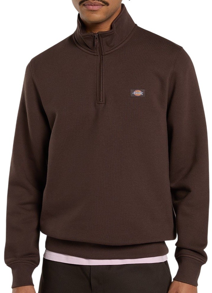 DICKIES SUDADERA CUARTO DE CREMALLERA CHOCOLATE BROWN FRONT