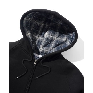 butter-sudadera-Plaid Lined Zip-Thru Hood Black 3