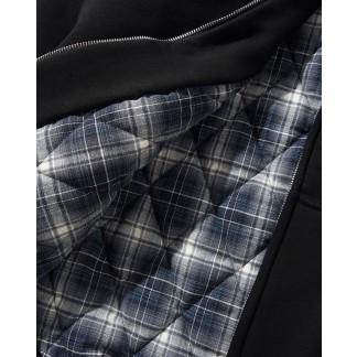 butter-sudadera-Plaid Lined Zip-Thru Hood Black 2