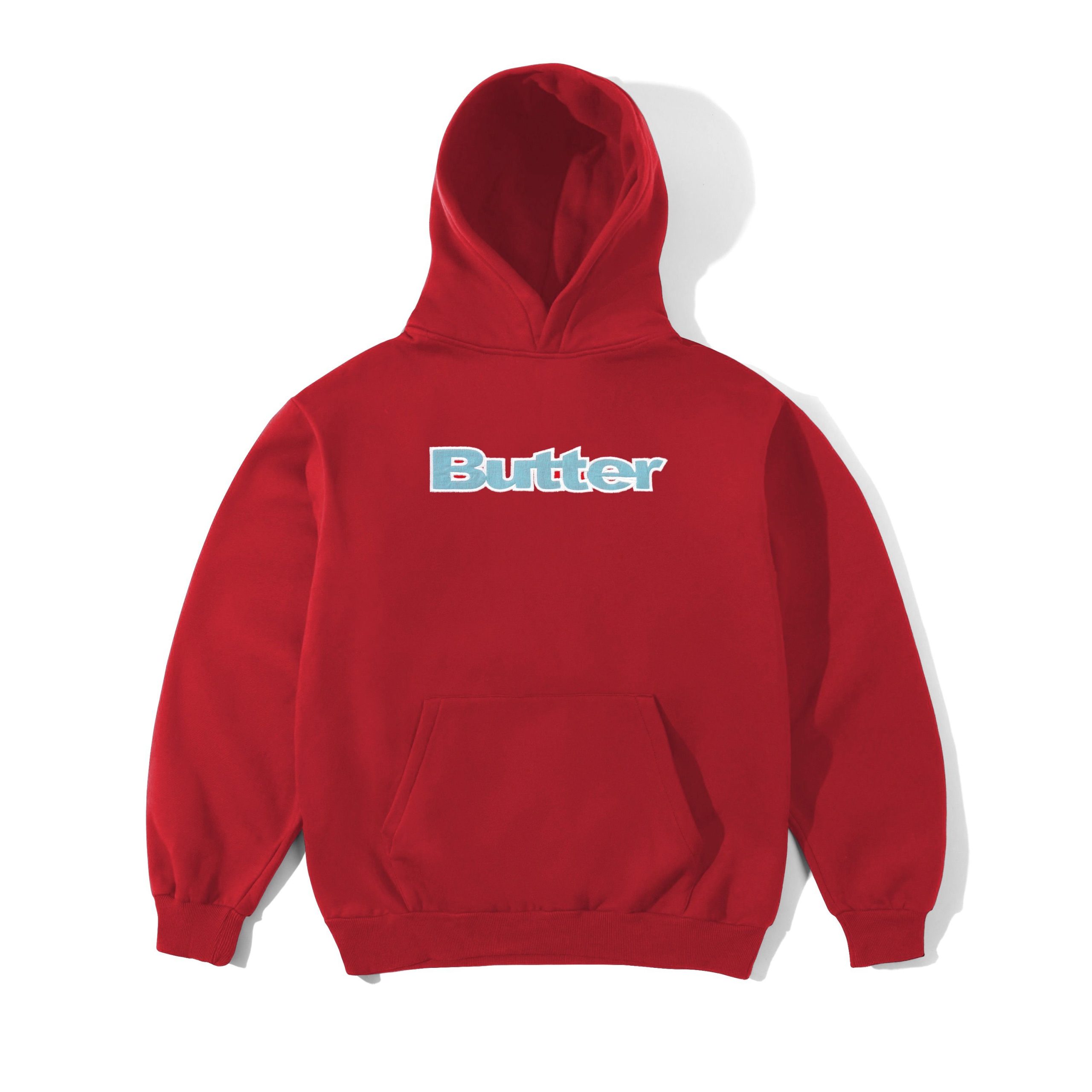 butter-sudaderas-Ripstop Logo Applique Pullover Hood Red 1