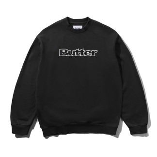 BUTTER-SUDADERAS-Satin Applique Logo Crewneck Black 1