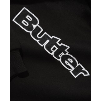 BUTTER-SUDADERAS-Satin Applique Logo Crewneck Black 2