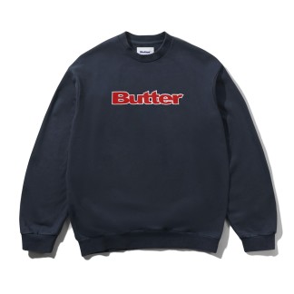butter-sudadera-Satin Applique Logo Crewneck Navy 1