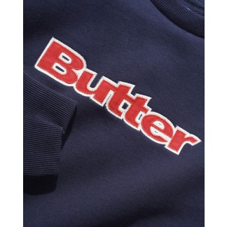 butter-sudadera-Satin Applique Logo Crewneck Navy 2