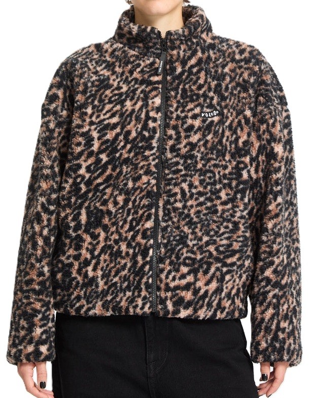 VOLCOM CHAQUETA DE MUJER WYLDING OUT SHERPA ANIMAL PRINT FRONT