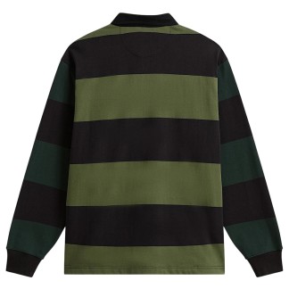 VANS POLO MANGA LARGA 2 TONE STRIPE WARD RUGBY BLACK WHITE AUR BACK
