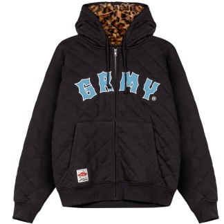 GRIMEY SUDADERA DE CAPUCHA Y CREMALLERA THE PROPS QUILTED ZIP HOODIE BLACK FRONT