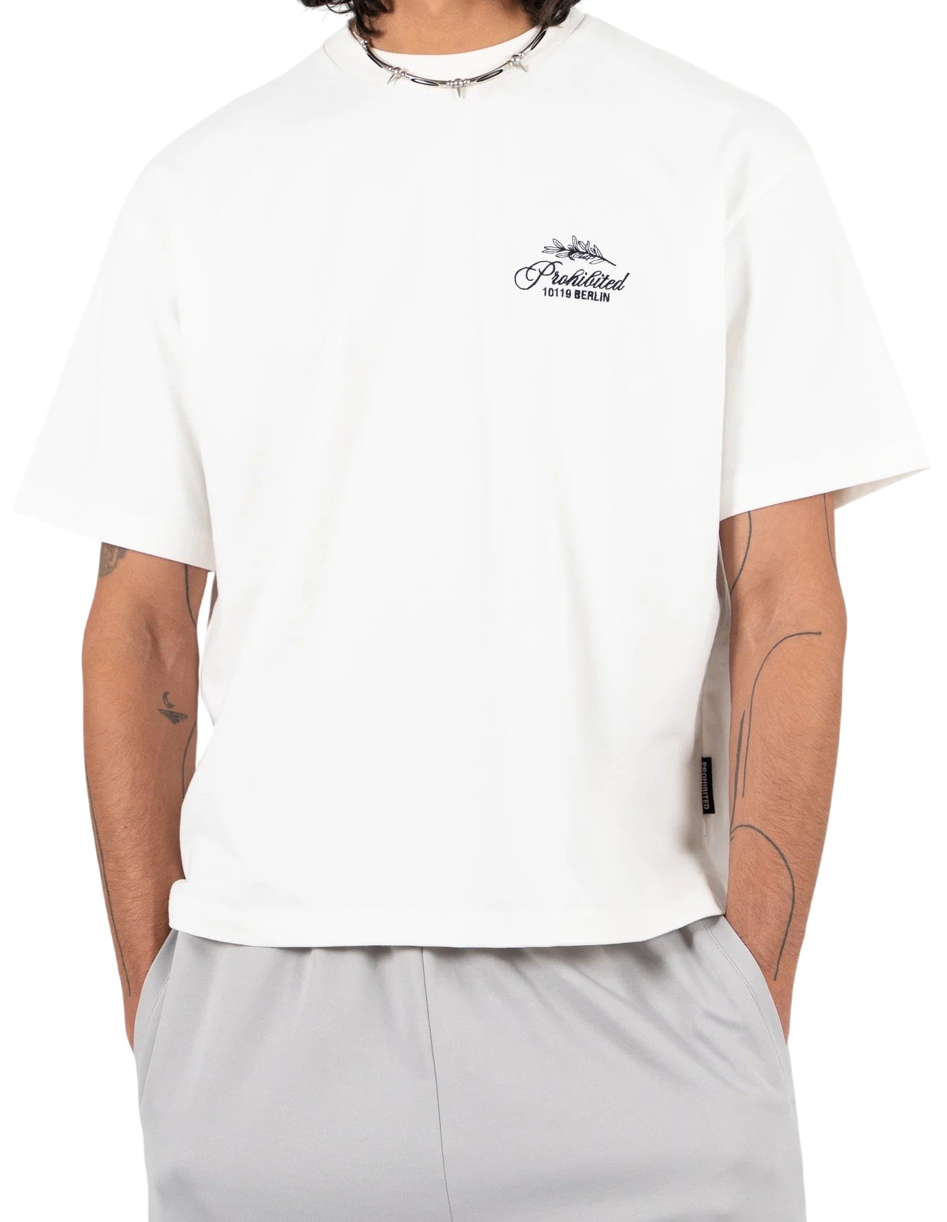 PROHIBITED CAMISETA MANGA CORTA PB LEAF OFF WHITE FRONT