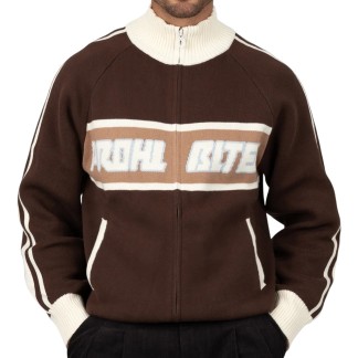 PROHIBITED CHAQUETA LETTERMAN KNIT BROWN FRONT