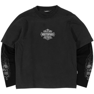 WASTED PARIS CAMISETA MANGA LARGA ROAD T-AGE FADED BLACK FRONT