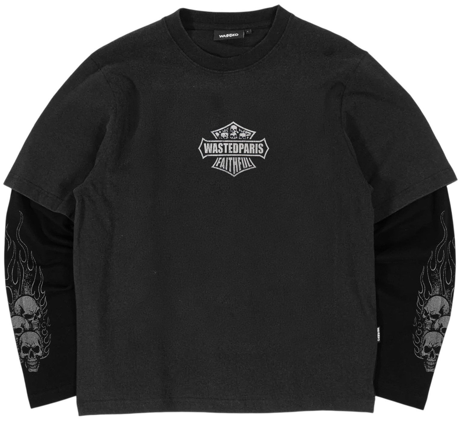 WASTED PARIS CAMISETA MANGA LARGA ROAD T-AGE FADED BLACK FRONT