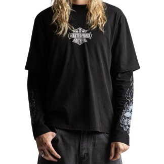 WASTED PARIS CAMISETA MANGA LARGA ROAD T-AGE FADED BLACK MODELO