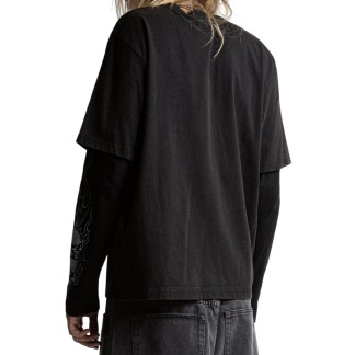 WASTED PARIS CAMISETA MANGA LARGA ROAD T-AGE FADED BLACK MODELO BACK