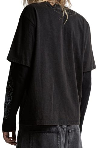 WASTED PARIS CAMISETA MANGA LARGA ROAD T-AGE FADED BLACK MODELO BACK