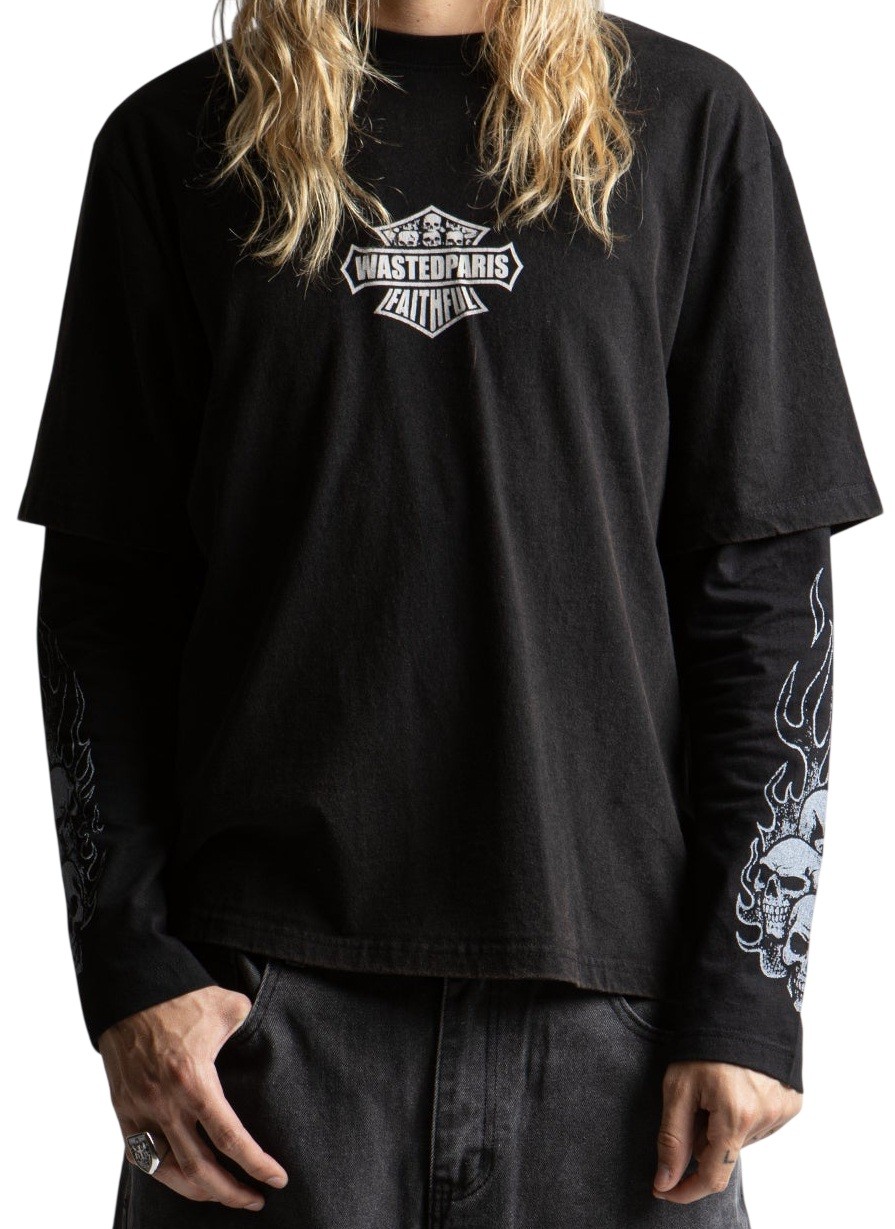 WASTED PARIS CAMISETA MANGA LARGA ROAD T-AGE FADED BLACK MODELO